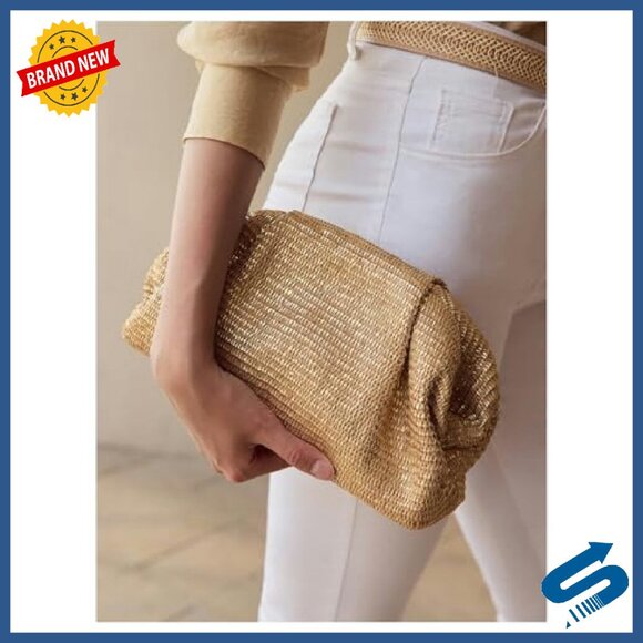 Elegant Woven PU Leather Clutch Bag No Strap Evening Purse